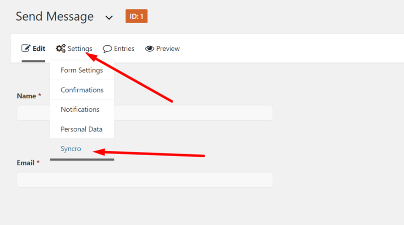 SiteSpot individual form Syncro Feed Location